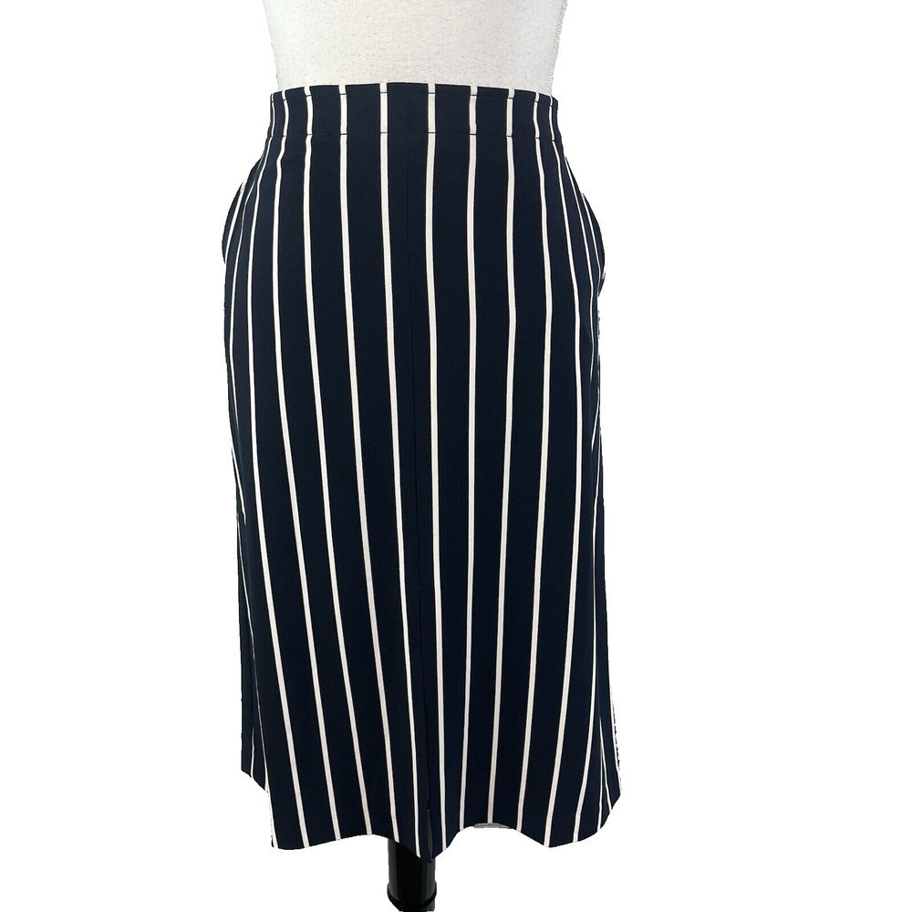 Nautica Skirt size 6 Navy Blue White Striped Midi Pencil Sailor Boating Career